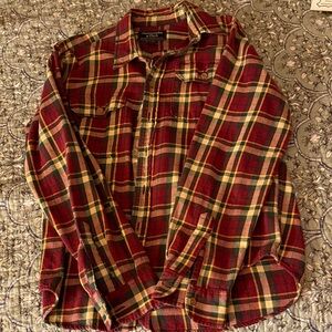 Abercrombie & Fitch Men's Plaid Shirt - Red and Yellow